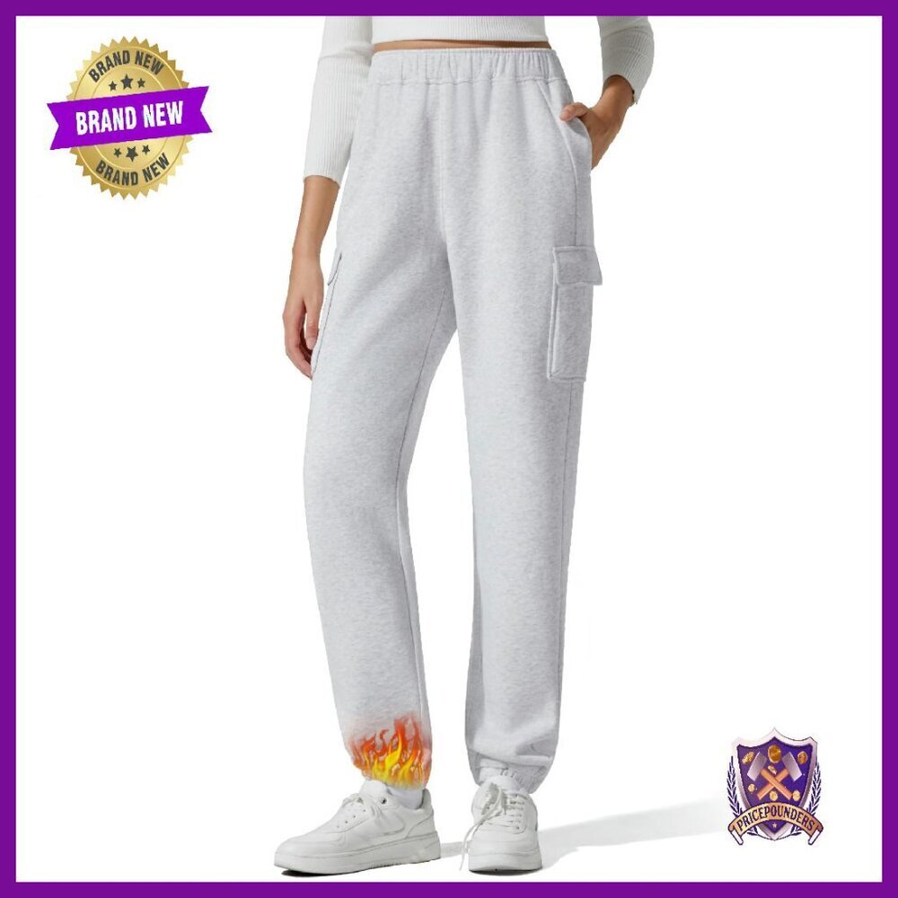 Fleece Lined Joggers with Pockets, Winter Sweatpants for Women